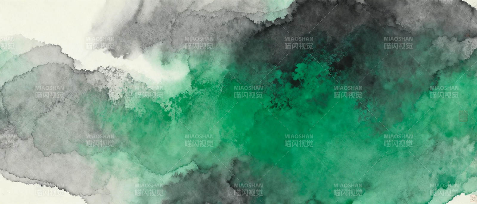 墨绿交融的水彩画图片