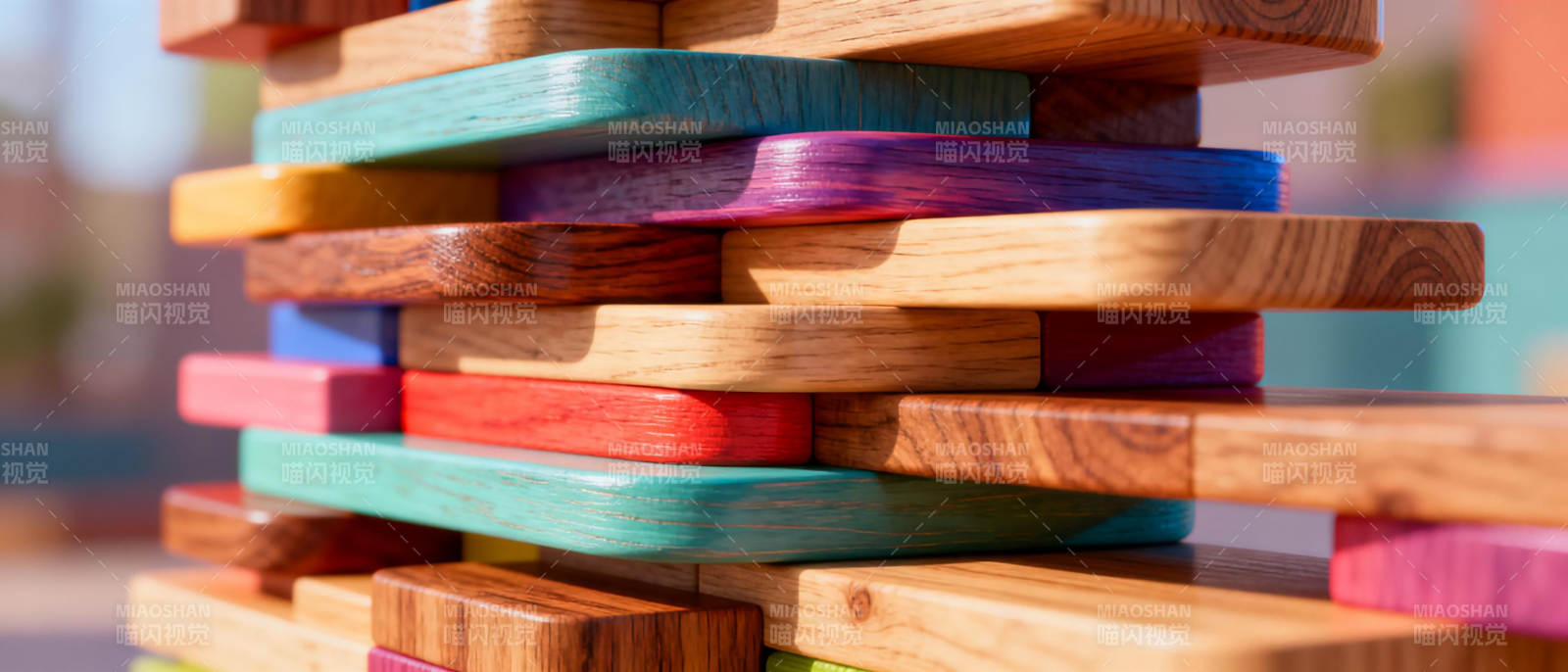 彩色木块堆叠图片