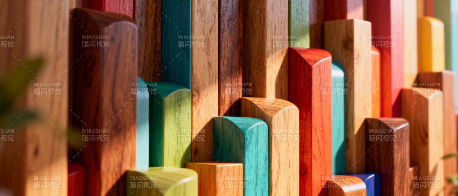 彩色木块墙图片