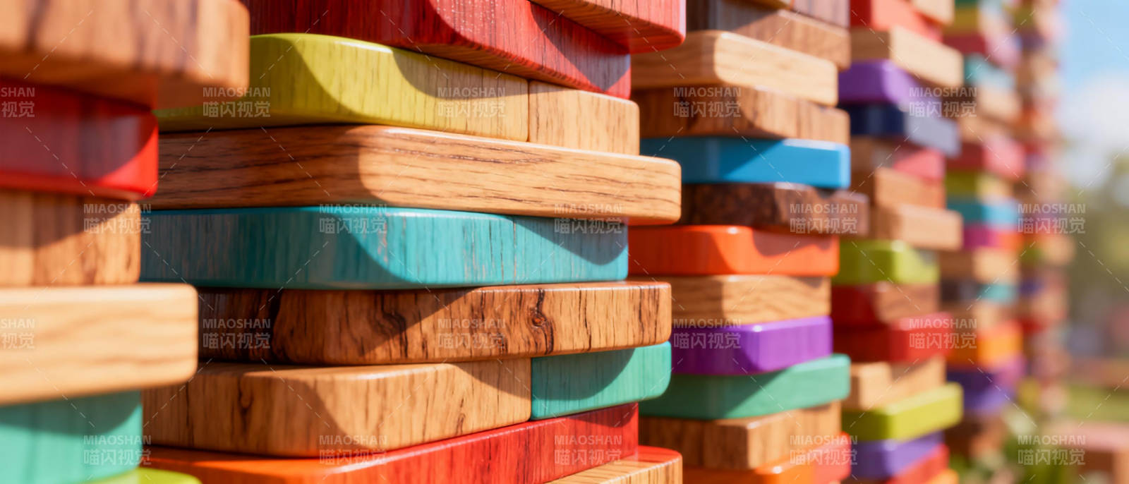 彩色木块堆叠图片