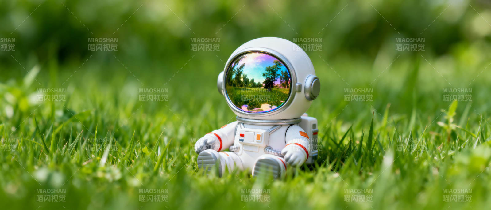 宇航员偶遇绿草地图片