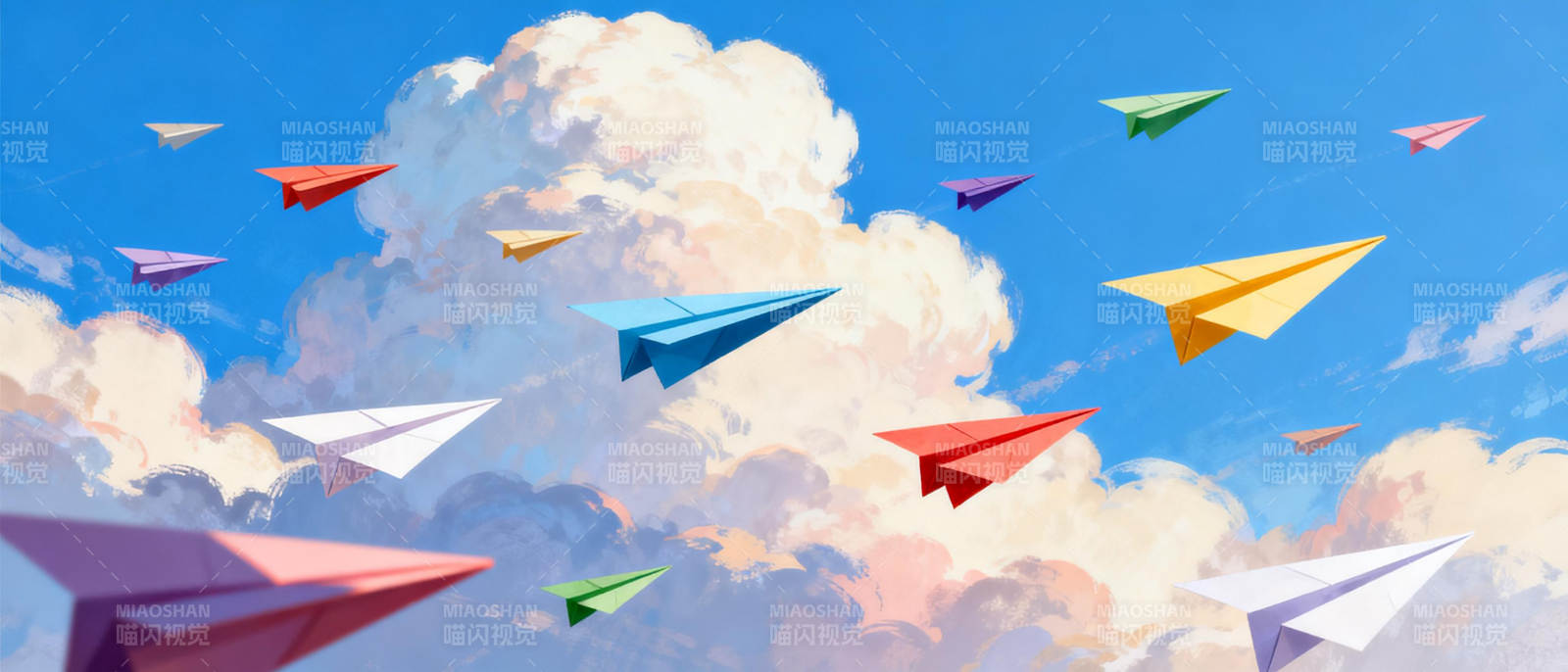 纸飞机翱翔蓝天图片