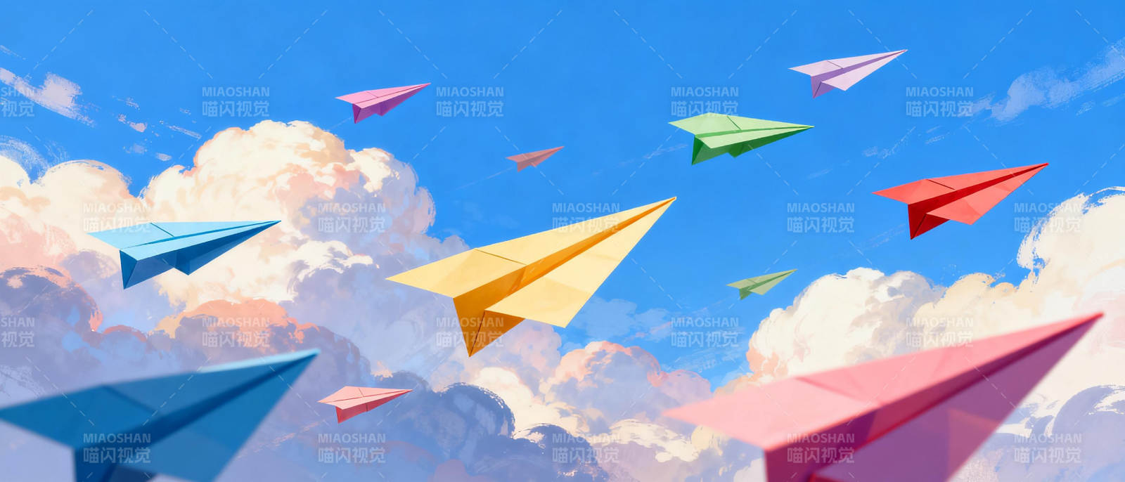 纸飞机翱翔天际图片