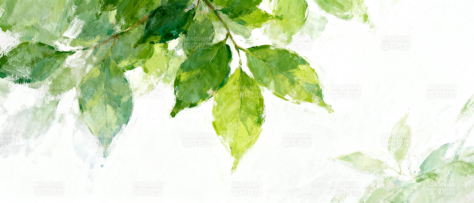 绿叶水彩画图片