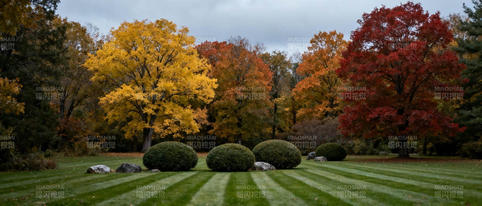 秋色斑斓的园林图片