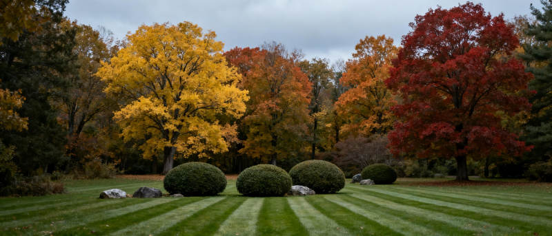 秋色斑斓的园林图片