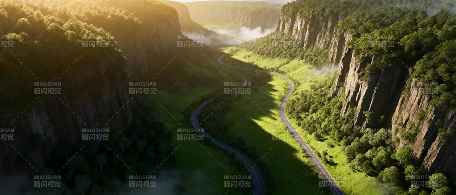 峡谷晨光之路图片