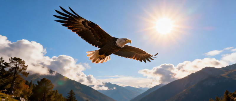 雄鹰展翅高飞图片