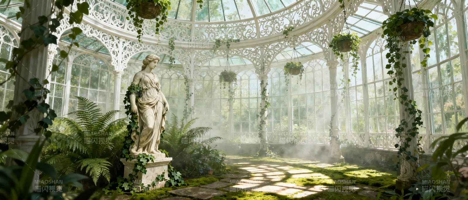 温室中的雕像图片