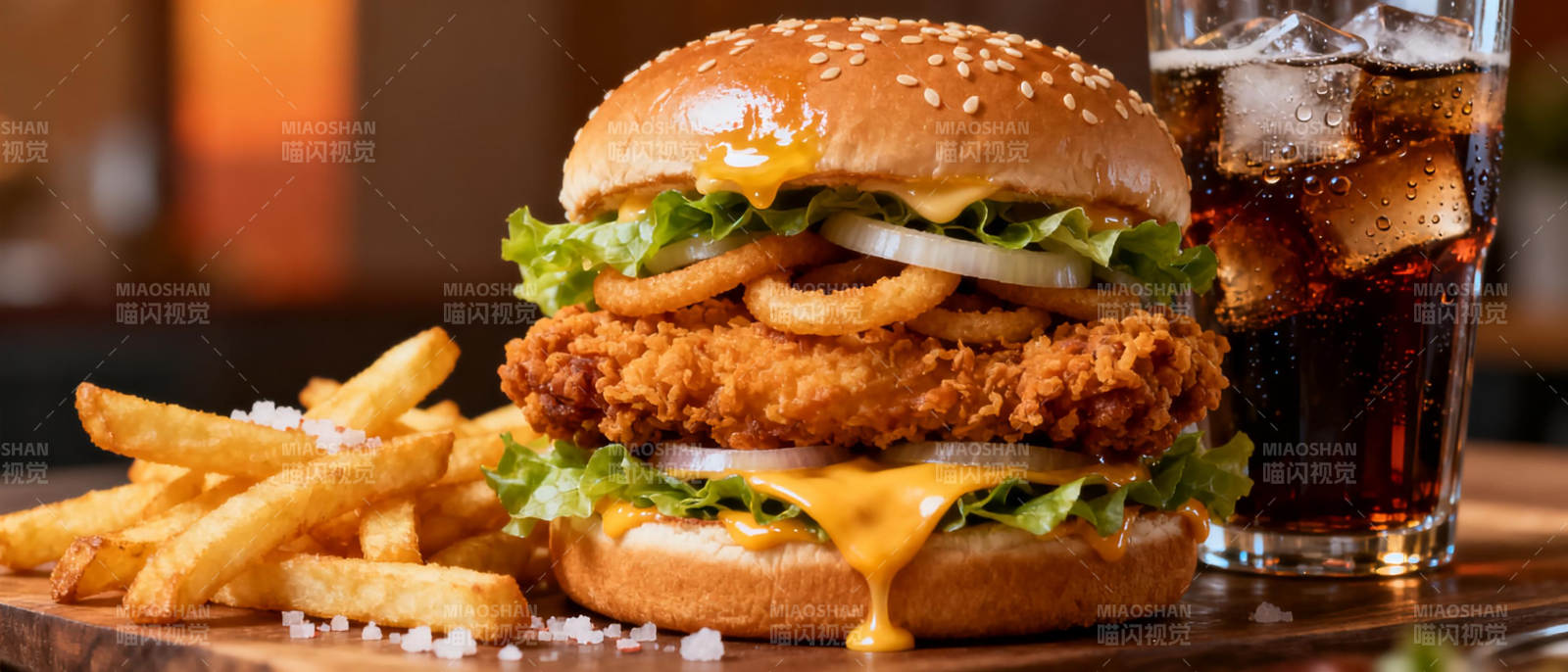 美味炸鸡汉堡配薯条图片