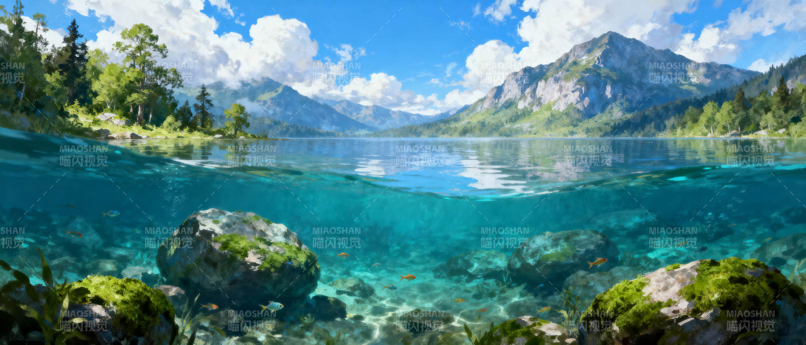 湖光山色 清澈见底图片