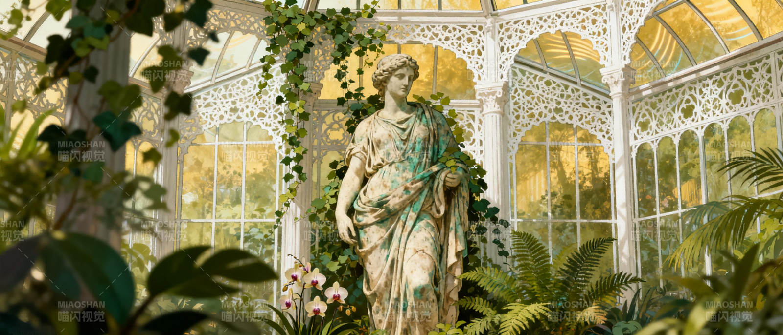 温室中的古典雕像图片