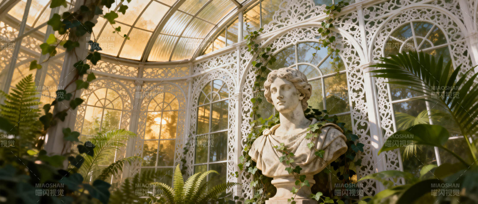 温室中的古典雕像图片