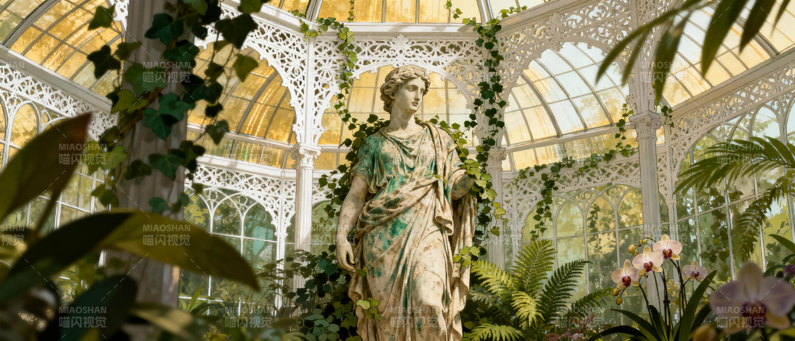 温室中的古典雕像图片