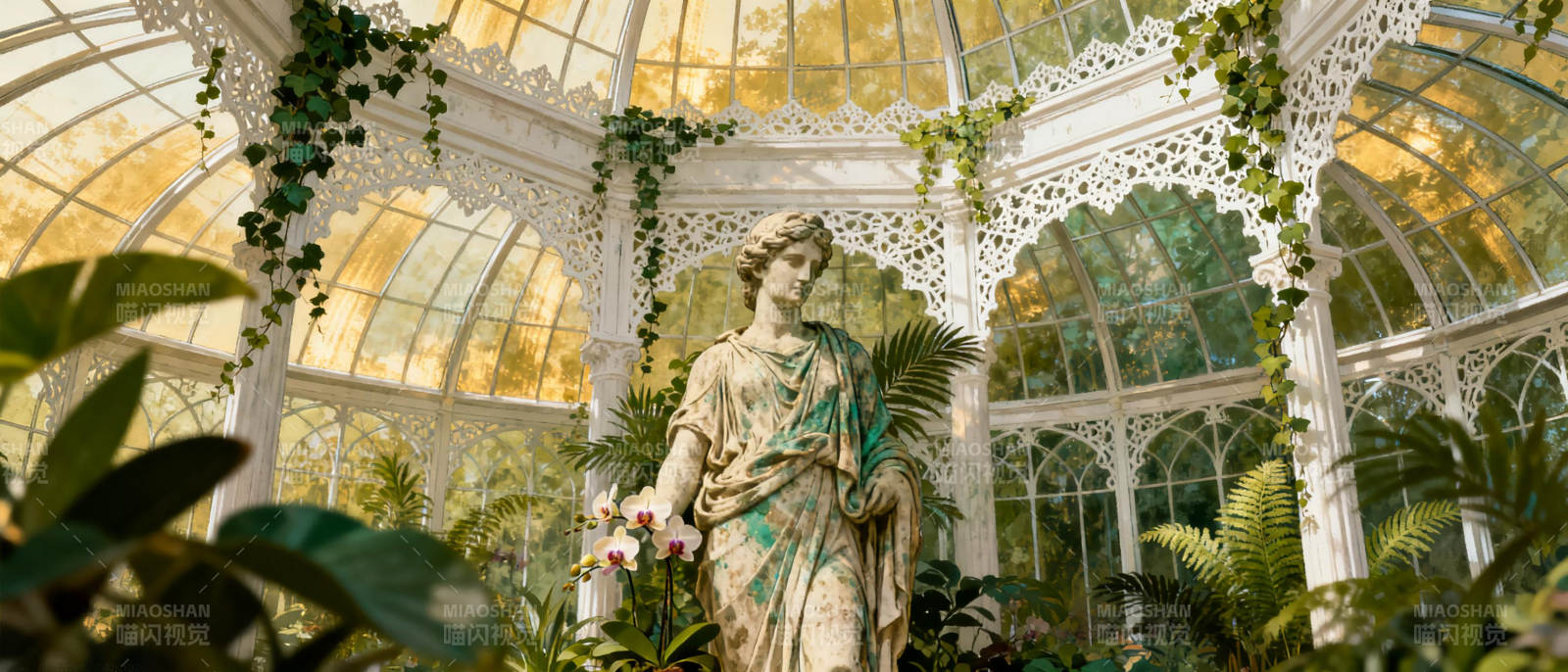 温室中的雕像图片