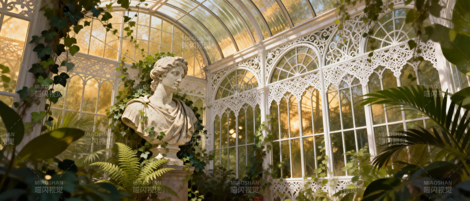 温室中的古典雕像图片