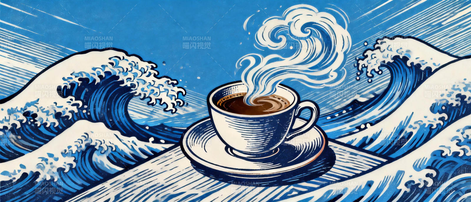 浪涛中的咖啡图片