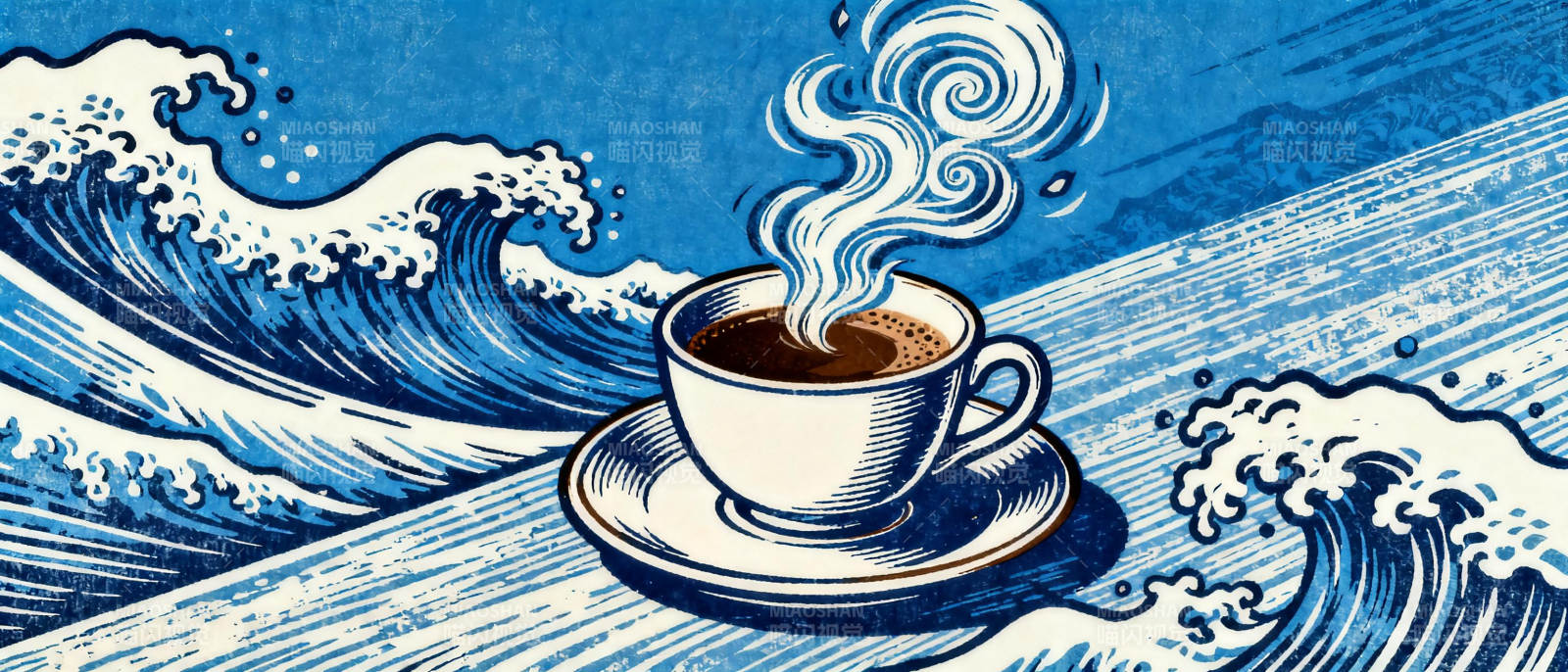 咖啡与海浪图片