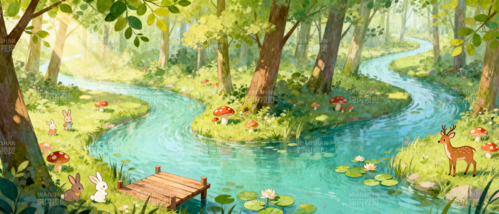 森林溪流仙境图片