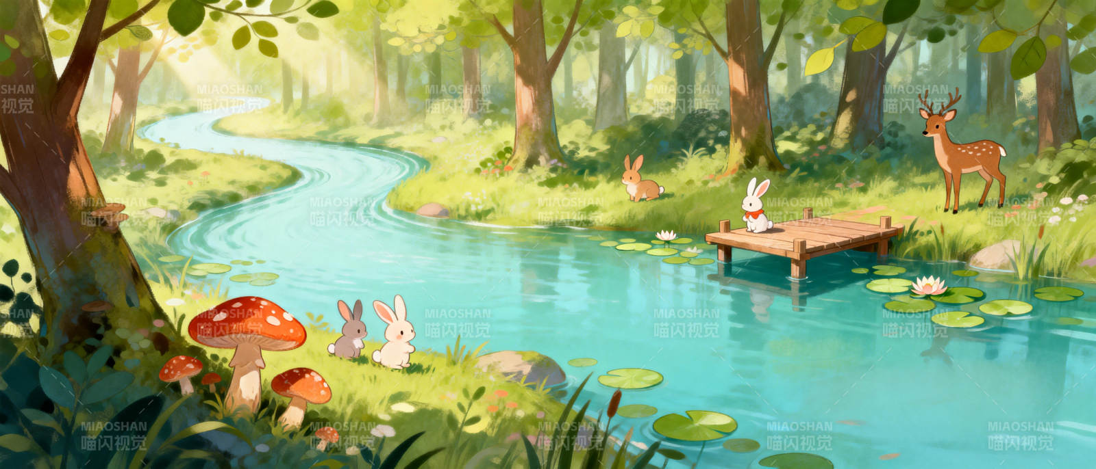 森林溪流童话景图片