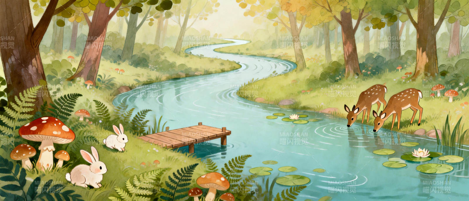 森林溪边的宁静时光图片