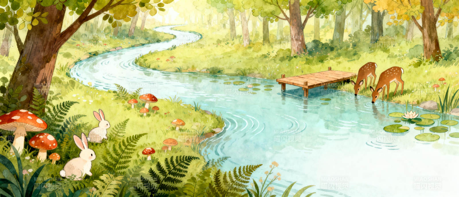 森林溪流小景图片