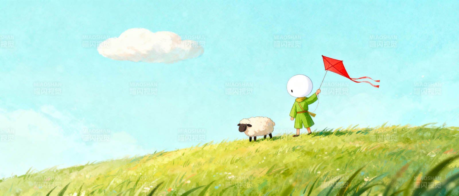 放风筝的小人图片