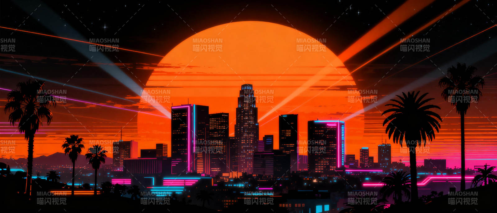 霓虹都市夜景图片