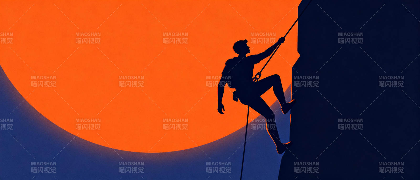 攀岩者剪影图片