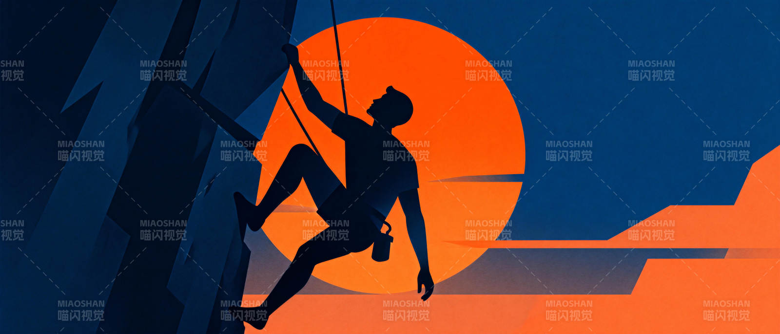 攀岩者剪影图片