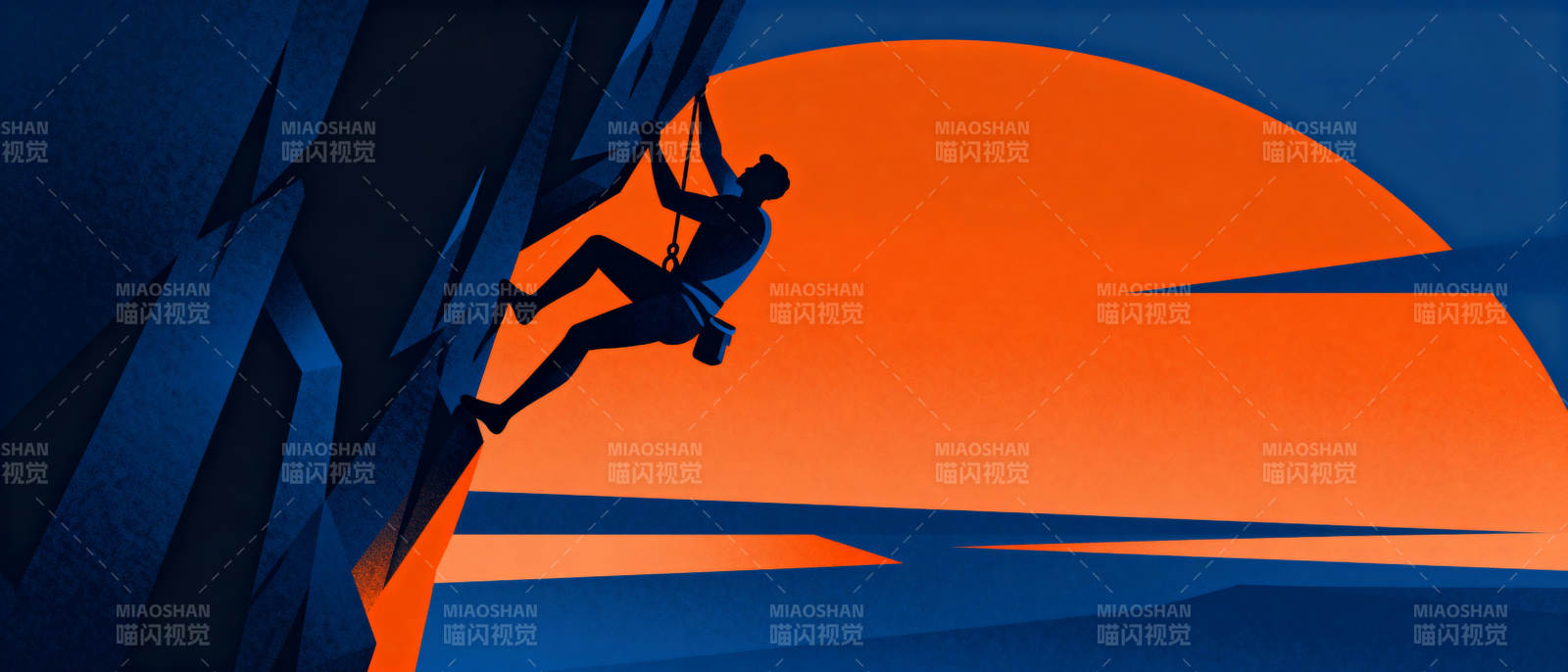 攀岩者剪影图片