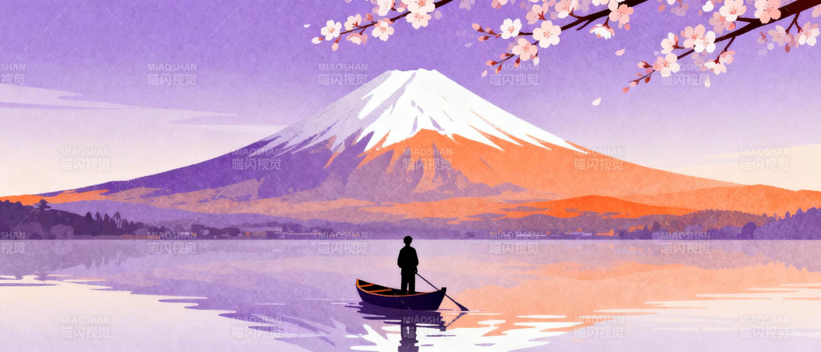 富士山下泛舟图片