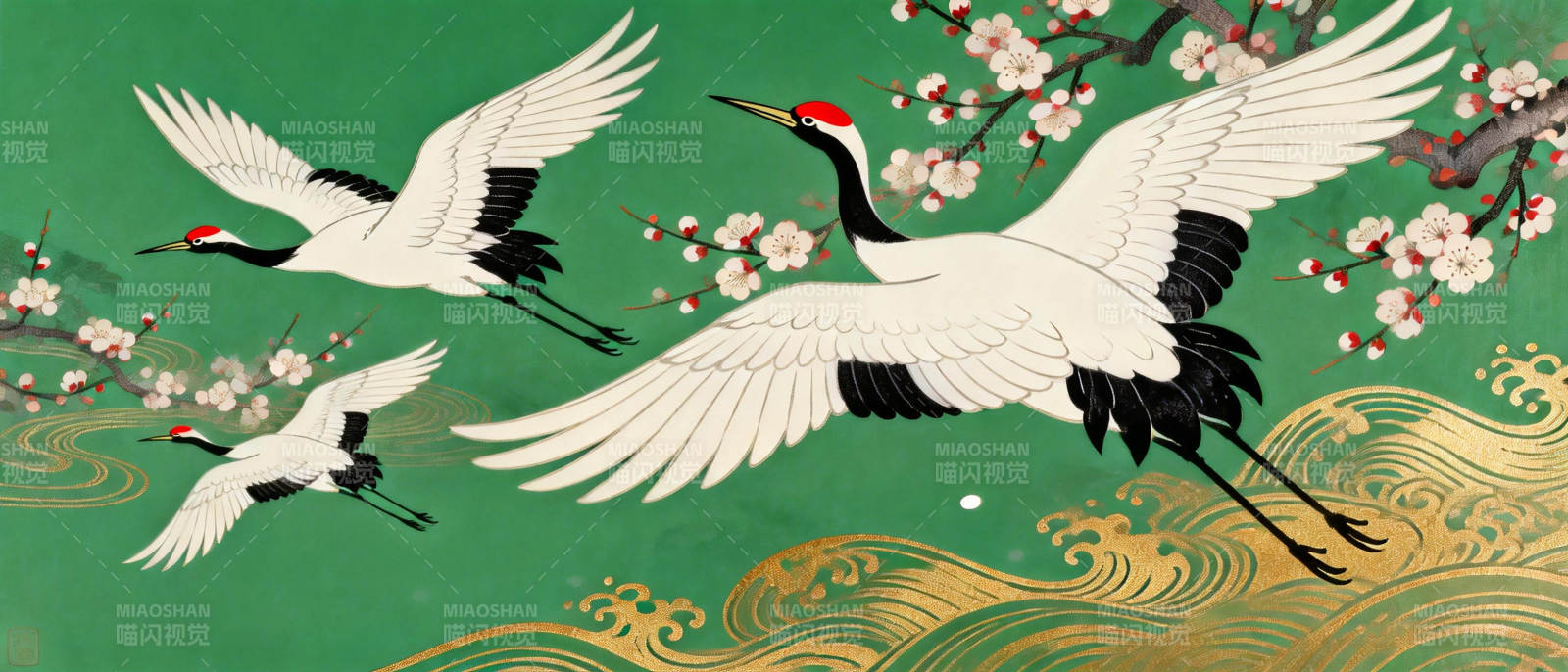 仙鹤翩跹迎春来图片