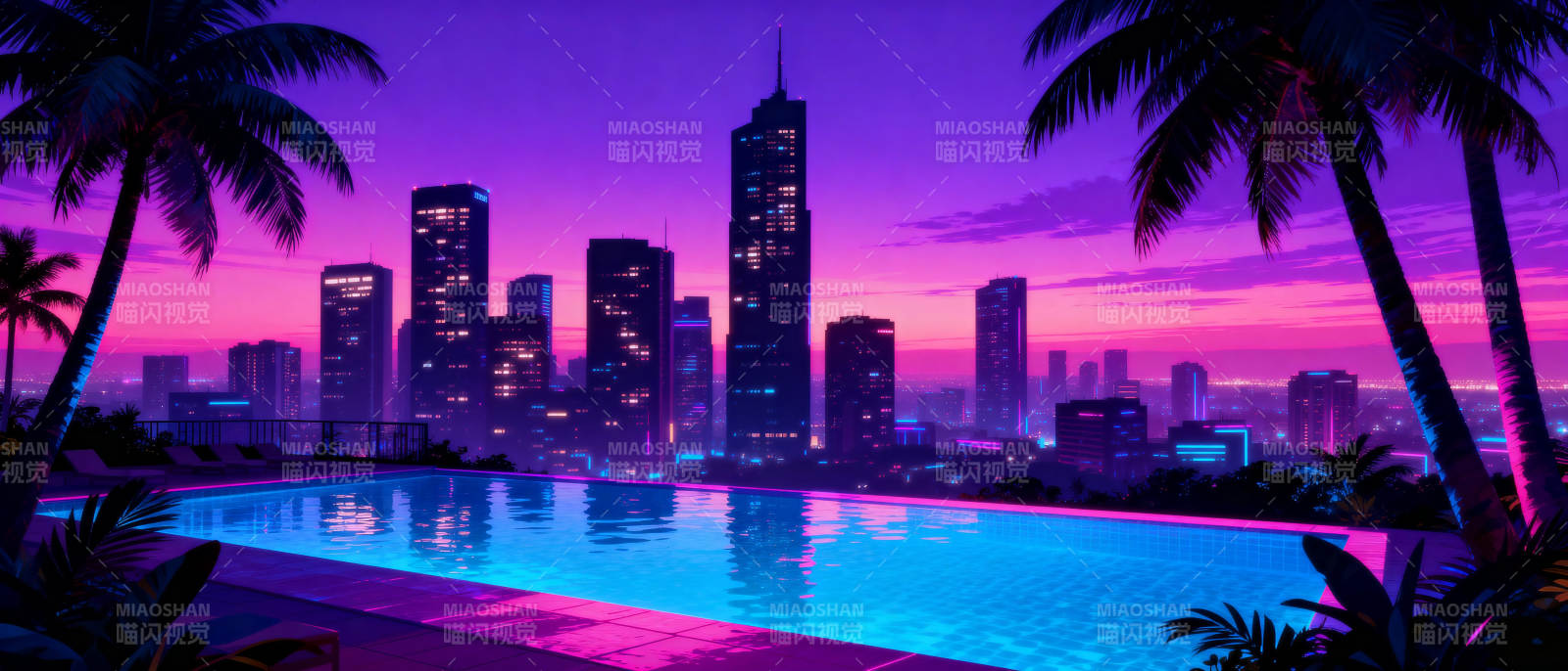 霓虹都市夜景图片