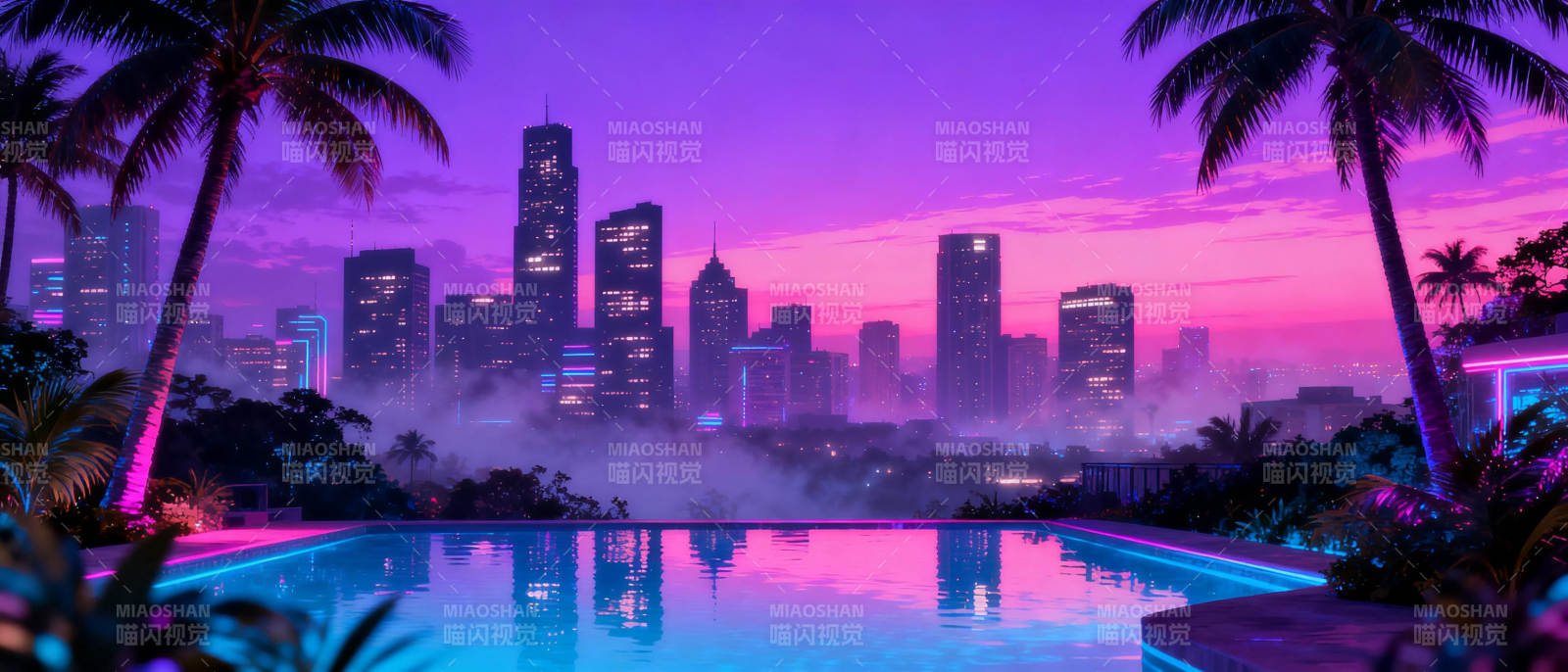 霓虹都市夜景图片