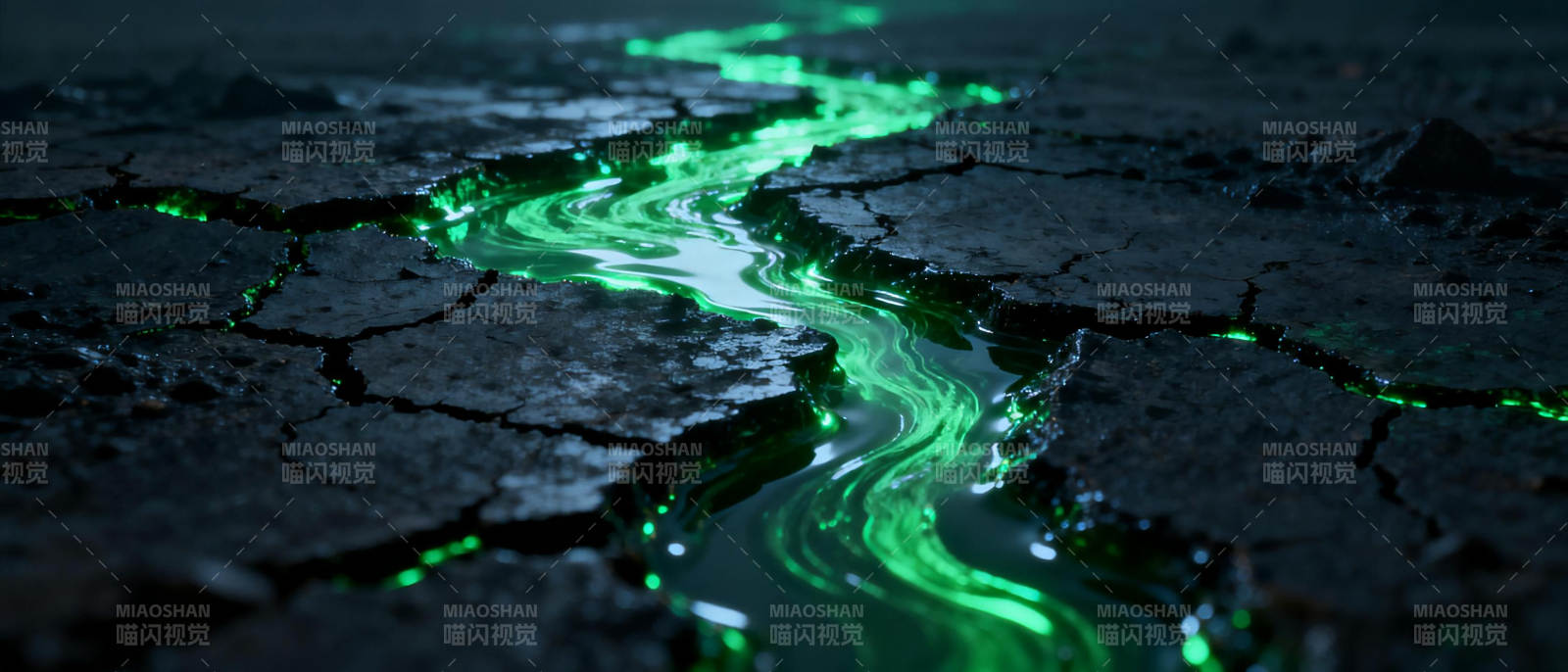 荧光绿溪流图片