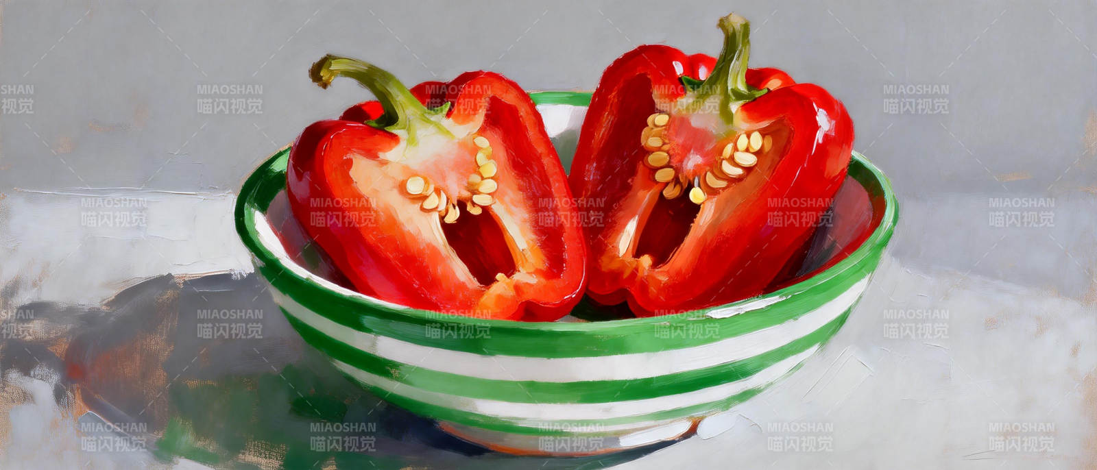 红椒静物画图片