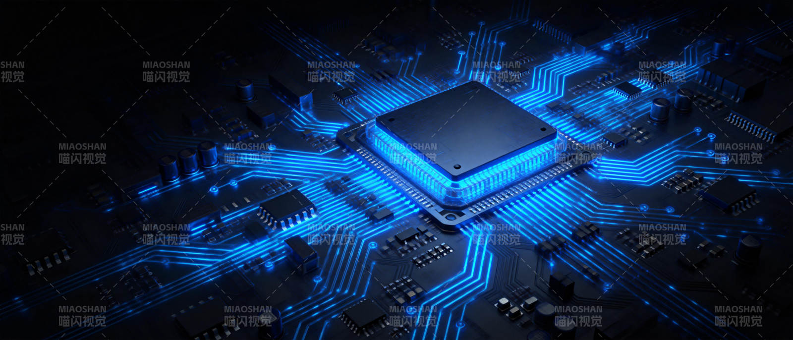 芯片电路蓝光图图片