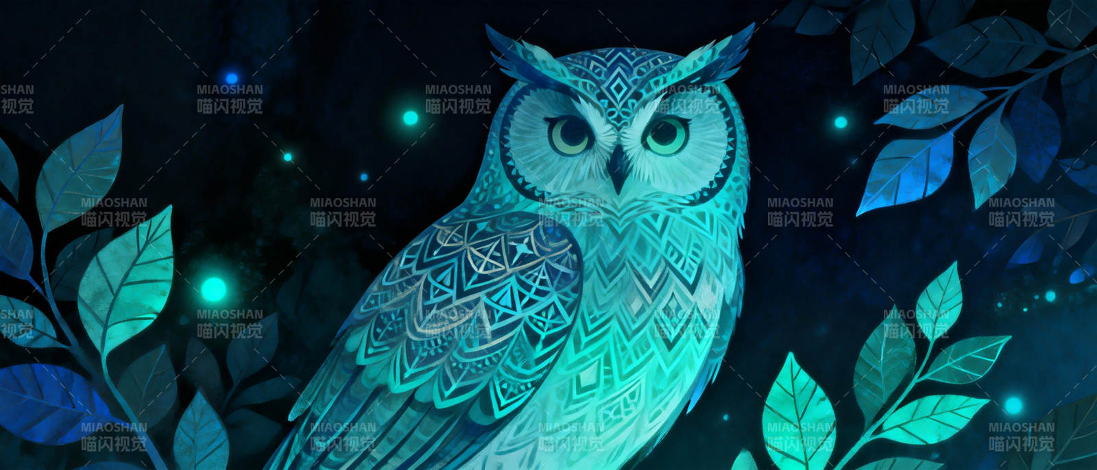 夜之蓝羽猫头鹰图片