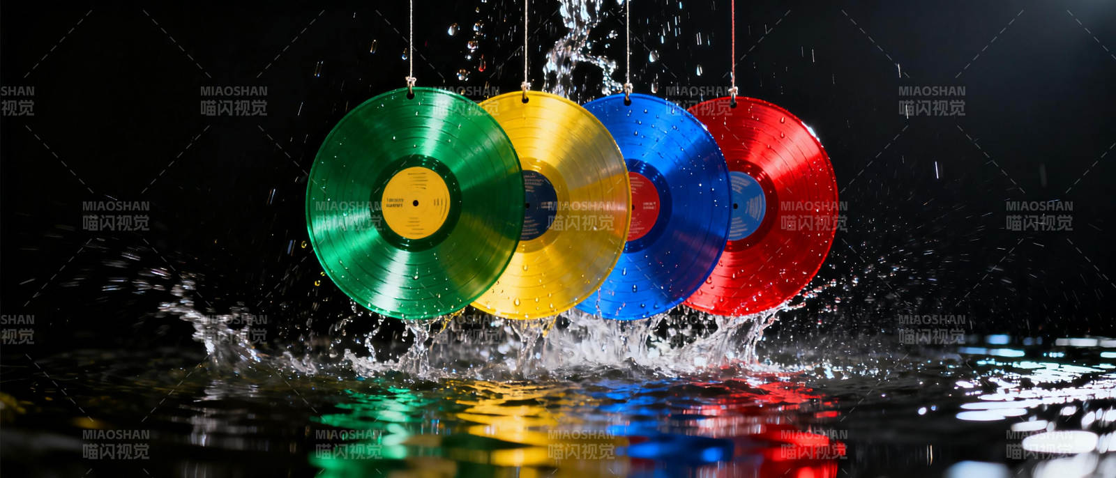 彩碟溅水光影图片
