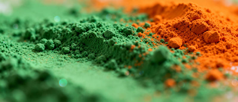 绿橙粉末特写图片