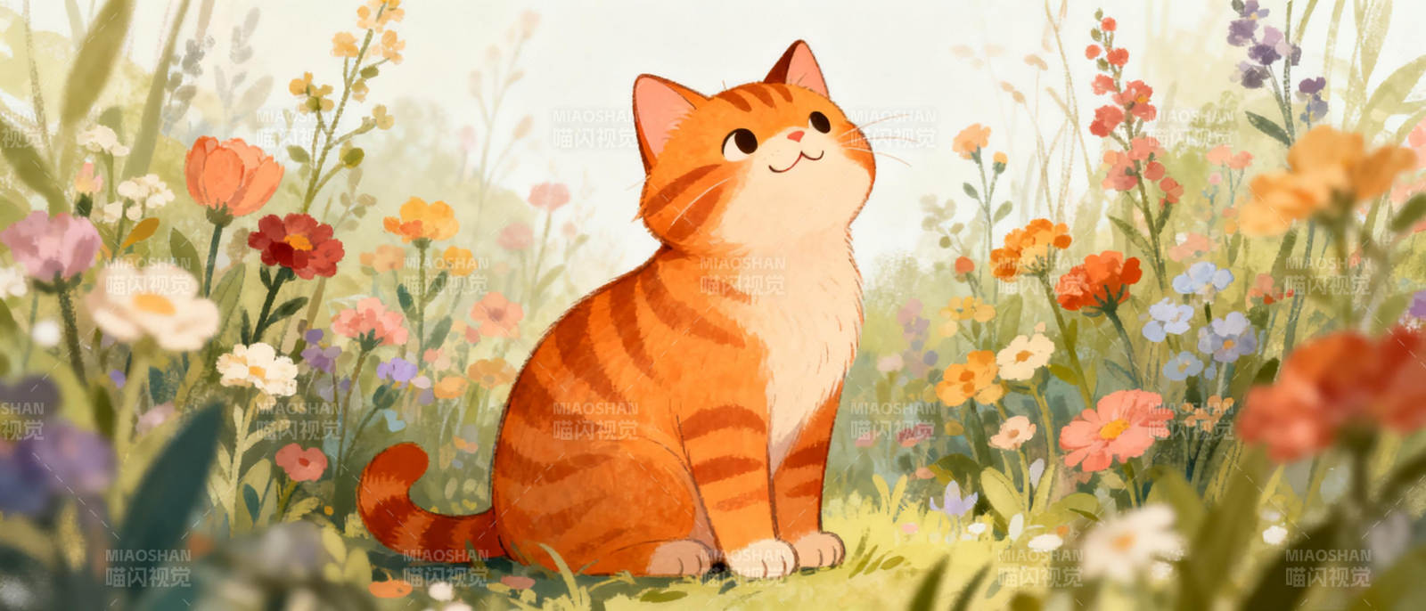 花丛中的小猫图片