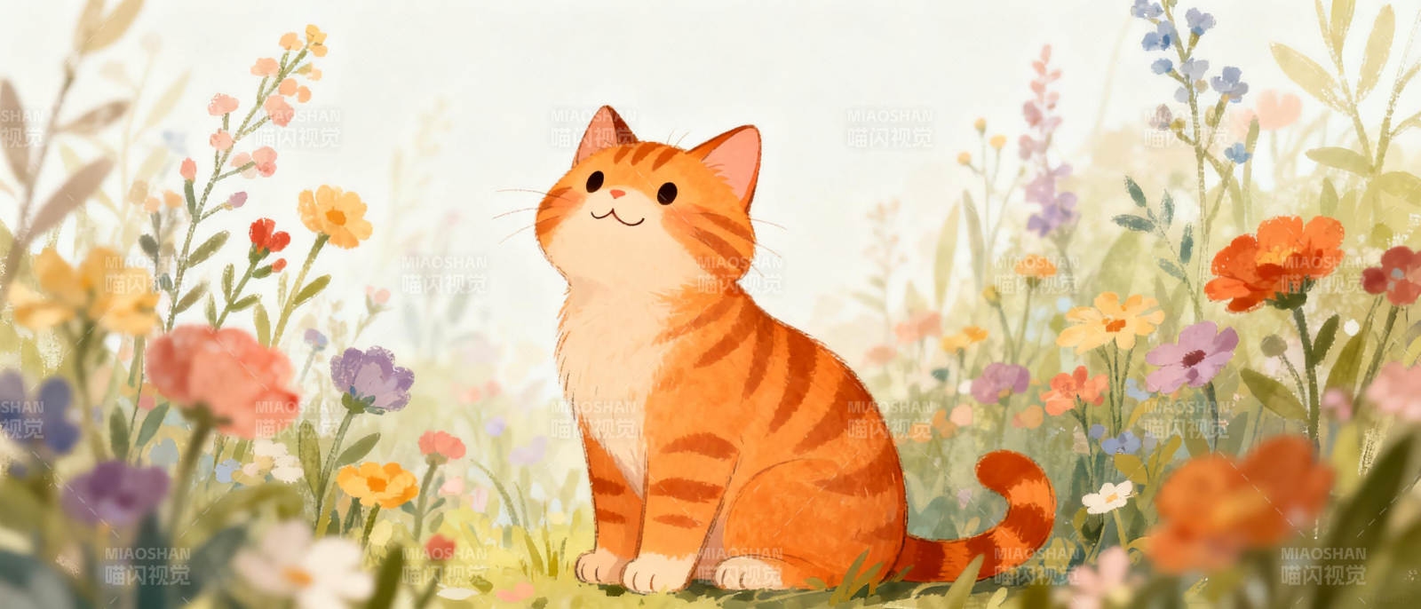 花丛中的小猫图片