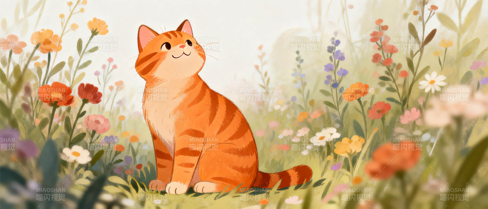 花丛中的小猫图片