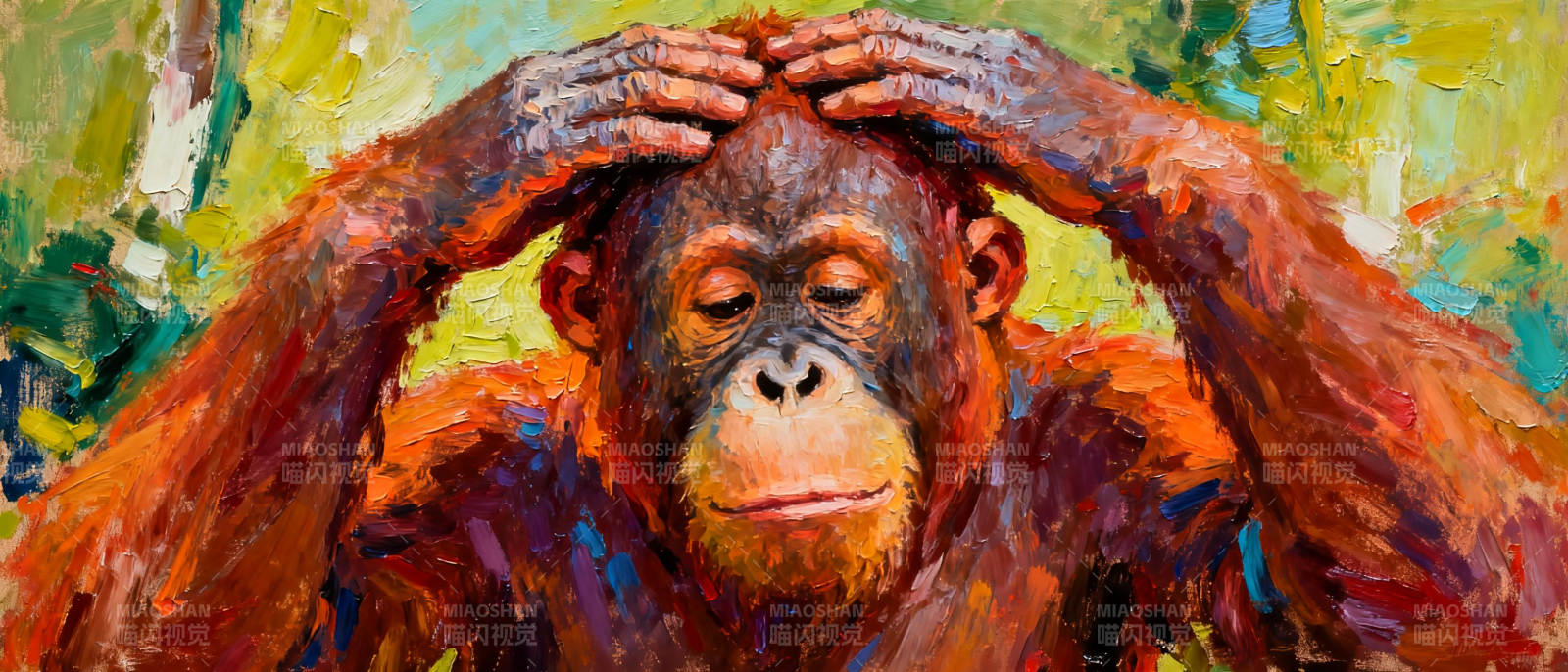 沉思的猩猩图片