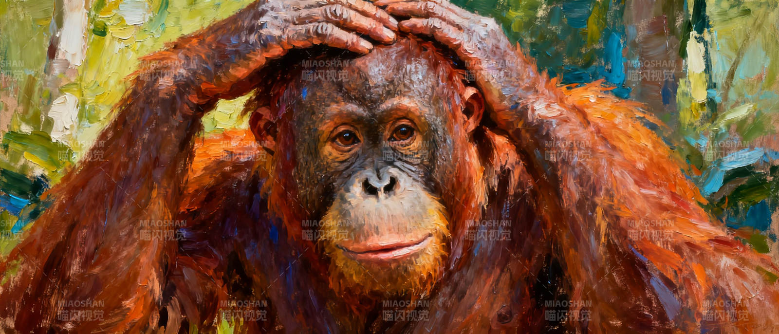 猩猩沉思瞬间图片