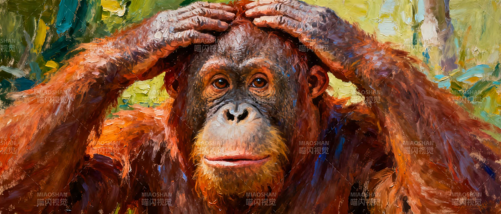 猩猩托腮沉思图片