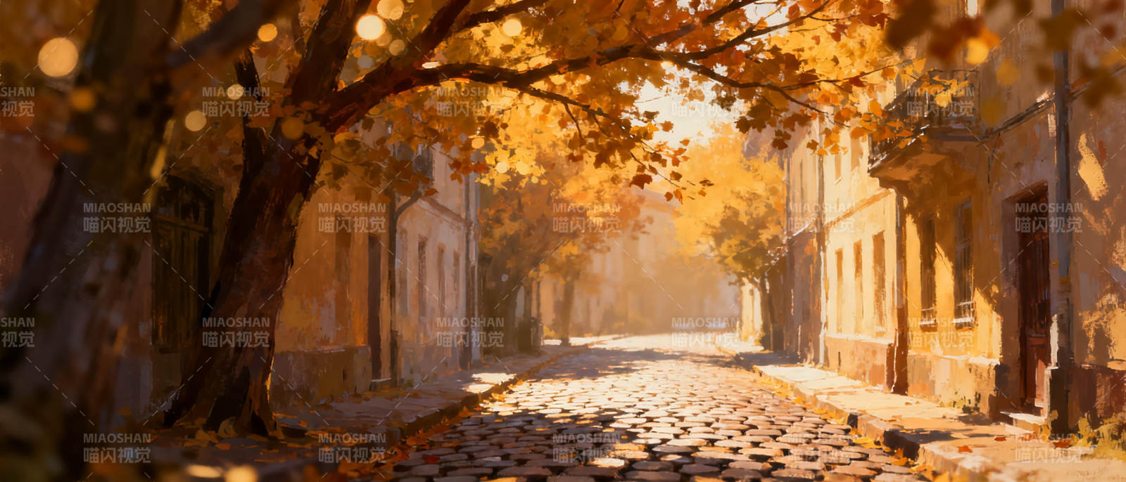 秋日街巷静谧景图片