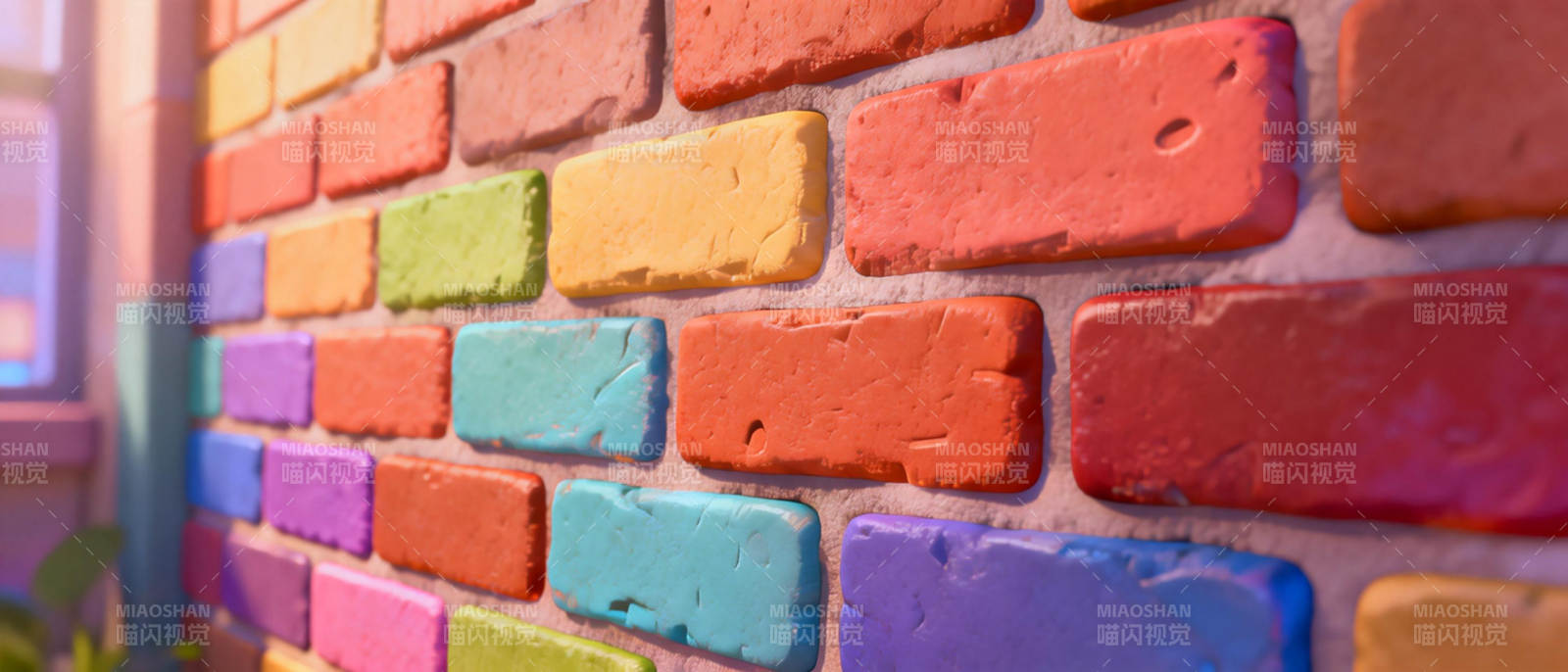 彩虹砖墙图片