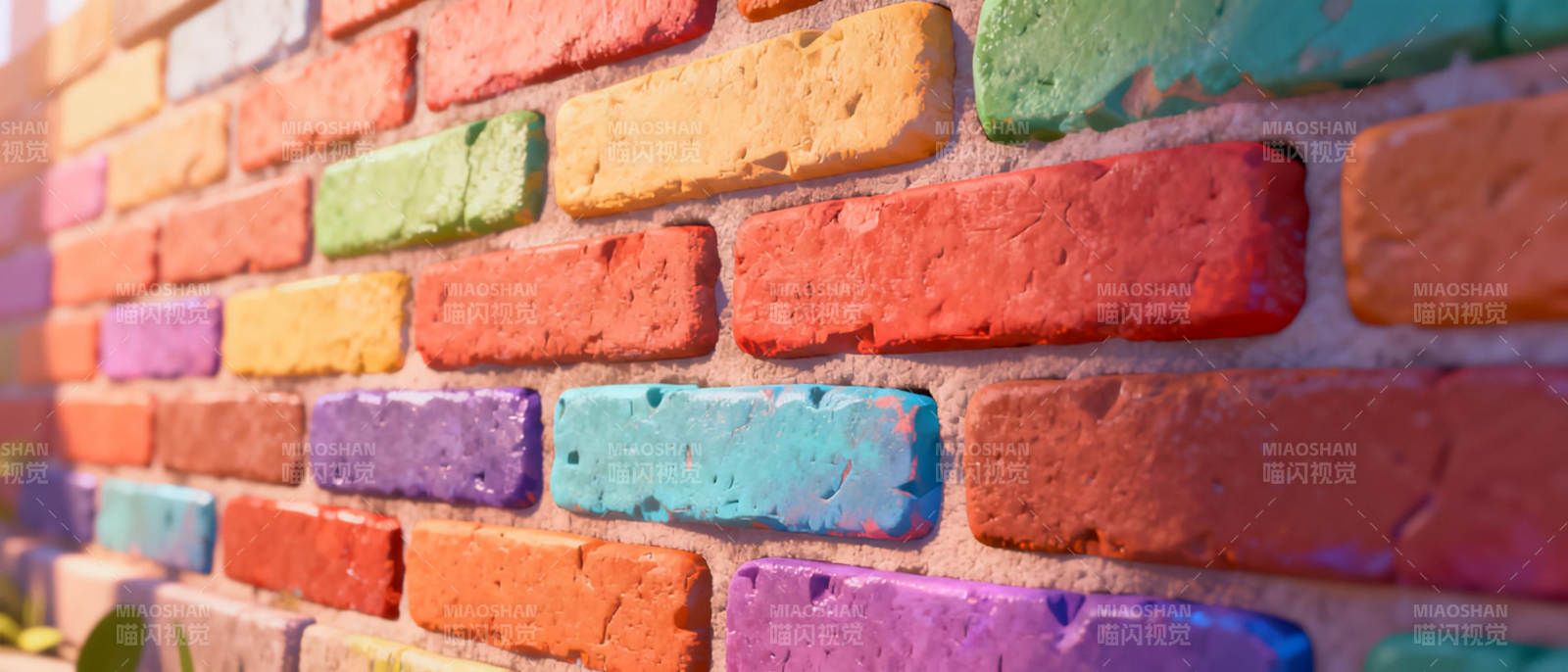 彩虹砖墙图片
